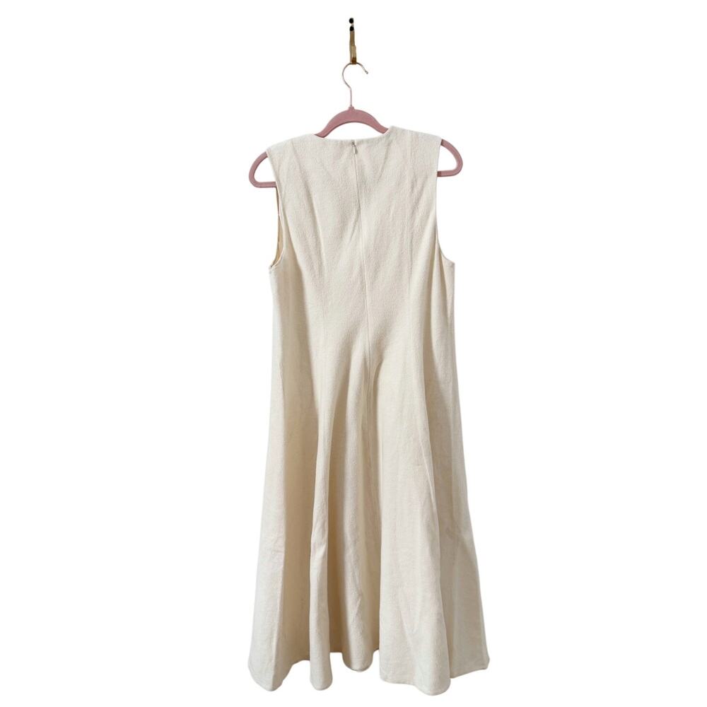 Vince Women's Paneled Midi Dress Cream Fuzzy Cotton Ivory White US 14 - Picture 3 of 8